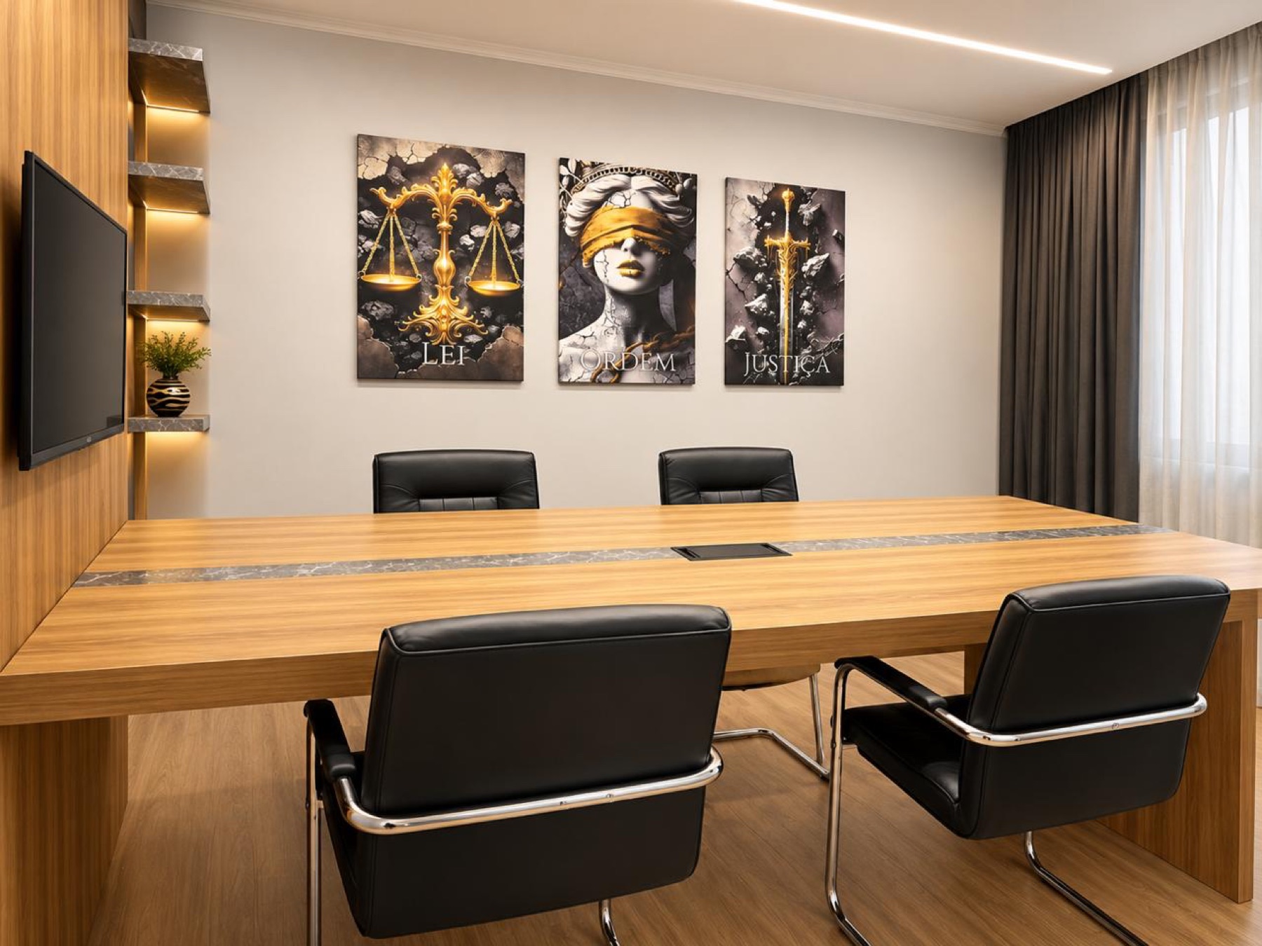 Interior corporativo contemporâneo representando o escritório Kalbusch Advogados